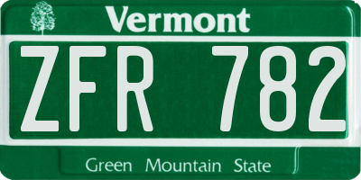 VT license plate ZFR782