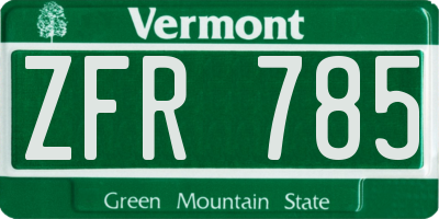 VT license plate ZFR785