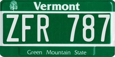VT license plate ZFR787