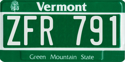 VT license plate ZFR791