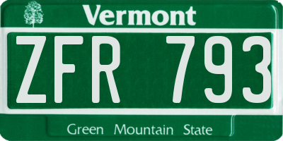 VT license plate ZFR793