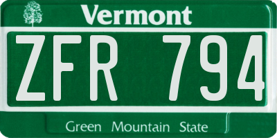 VT license plate ZFR794