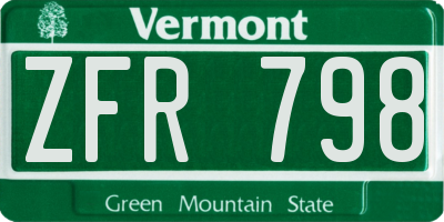VT license plate ZFR798