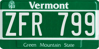 VT license plate ZFR799