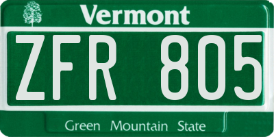 VT license plate ZFR805