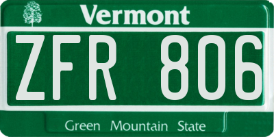 VT license plate ZFR806