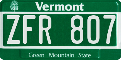 VT license plate ZFR807
