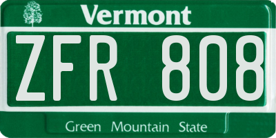 VT license plate ZFR808