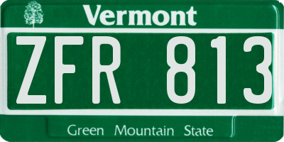 VT license plate ZFR813