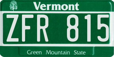 VT license plate ZFR815