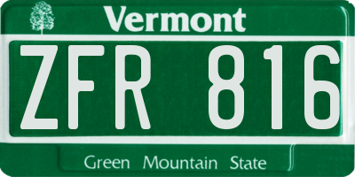 VT license plate ZFR816