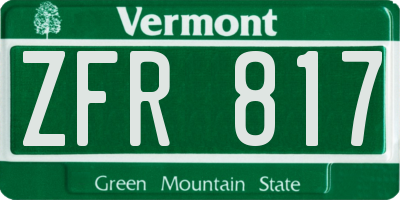 VT license plate ZFR817
