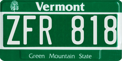 VT license plate ZFR818