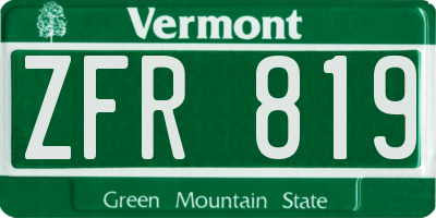 VT license plate ZFR819