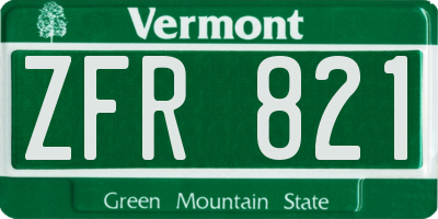 VT license plate ZFR821