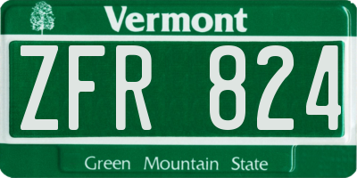 VT license plate ZFR824