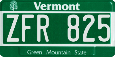 VT license plate ZFR825