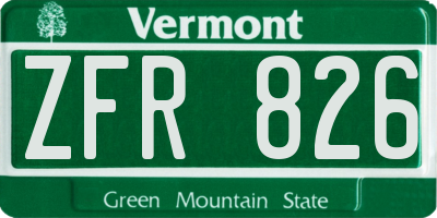 VT license plate ZFR826