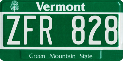 VT license plate ZFR828