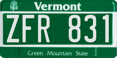 VT license plate ZFR831