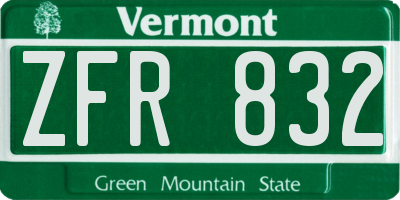 VT license plate ZFR832
