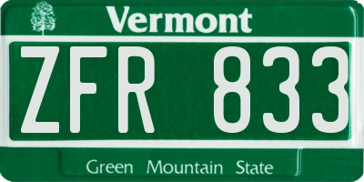 VT license plate ZFR833