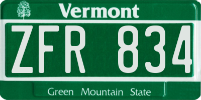 VT license plate ZFR834
