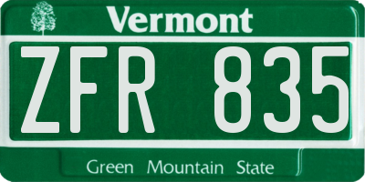VT license plate ZFR835