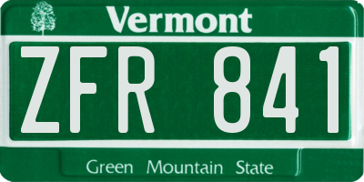 VT license plate ZFR841