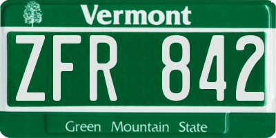 VT license plate ZFR842