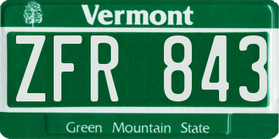 VT license plate ZFR843