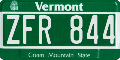VT license plate ZFR844