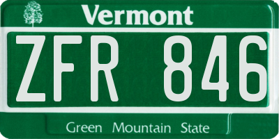 VT license plate ZFR846