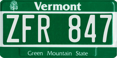 VT license plate ZFR847