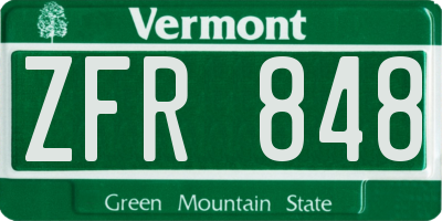 VT license plate ZFR848