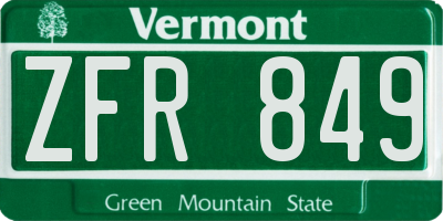 VT license plate ZFR849