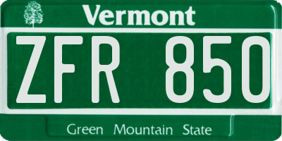 VT license plate ZFR850