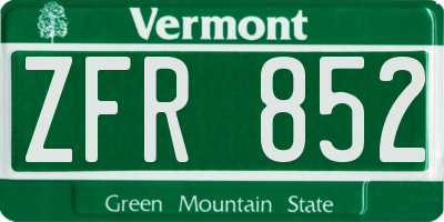 VT license plate ZFR852