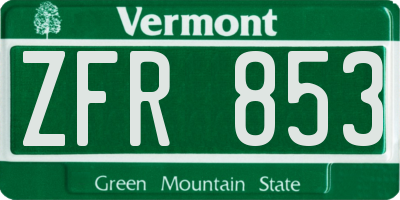 VT license plate ZFR853