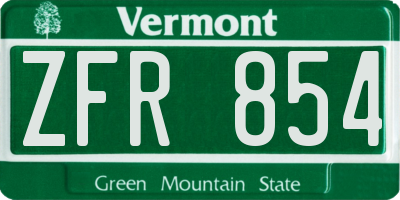VT license plate ZFR854