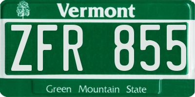 VT license plate ZFR855