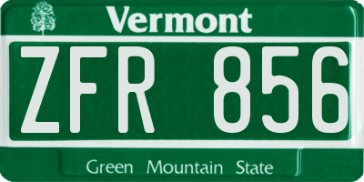 VT license plate ZFR856