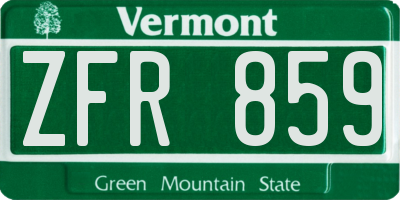 VT license plate ZFR859
