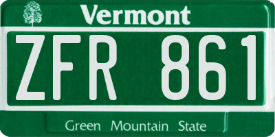 VT license plate ZFR861