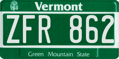VT license plate ZFR862