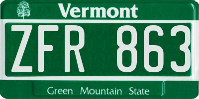 VT license plate ZFR863