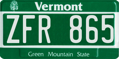 VT license plate ZFR865