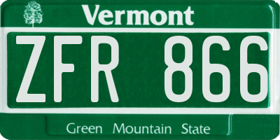 VT license plate ZFR866