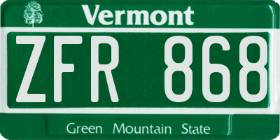 VT license plate ZFR868