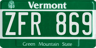 VT license plate ZFR869